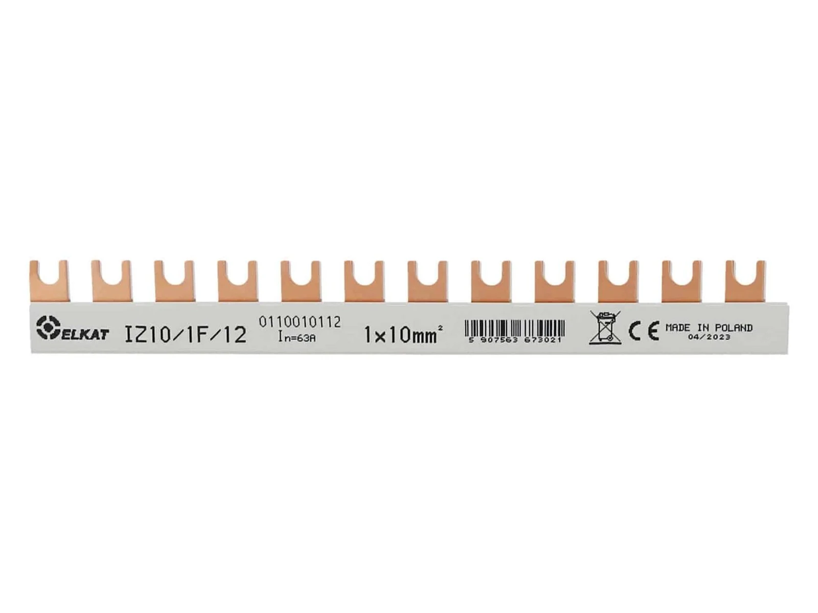 IZ10/1F – Szyna widełkowa 1-fazowa, 10 mm², 63 A