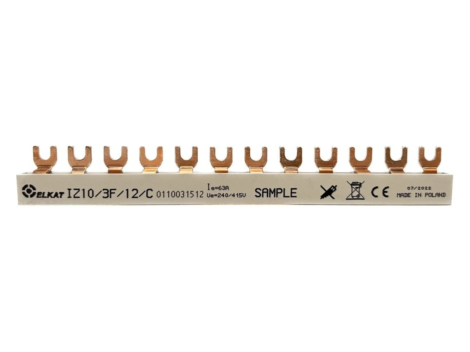 IZ10/3F/C – Szyna widełkowa 3-fazowa zamknięta, 10 mm²