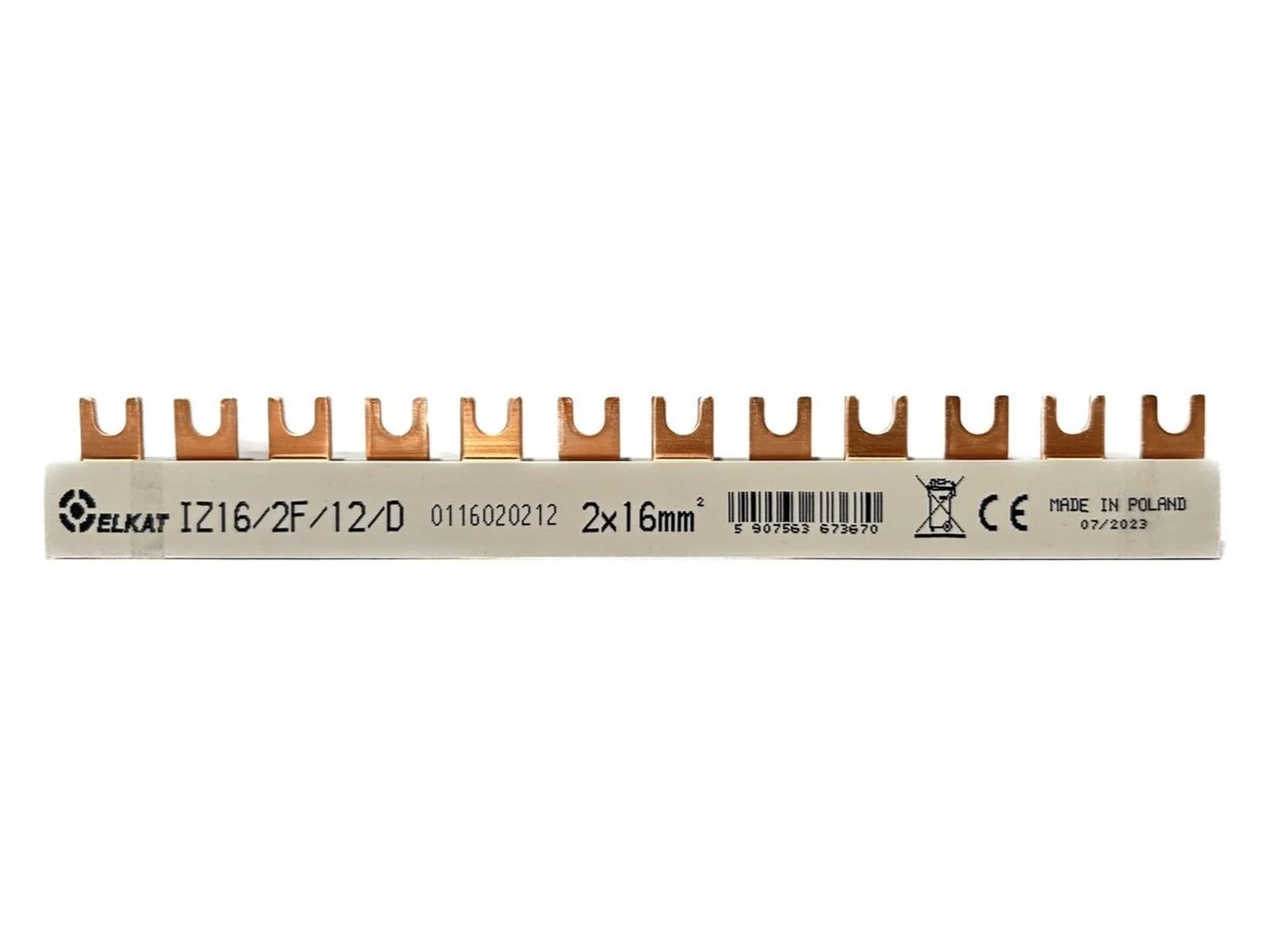 IZ16/2F/D – Szyna widełkowa 2-fazowa z izolacją dzieloną, 16 mm²