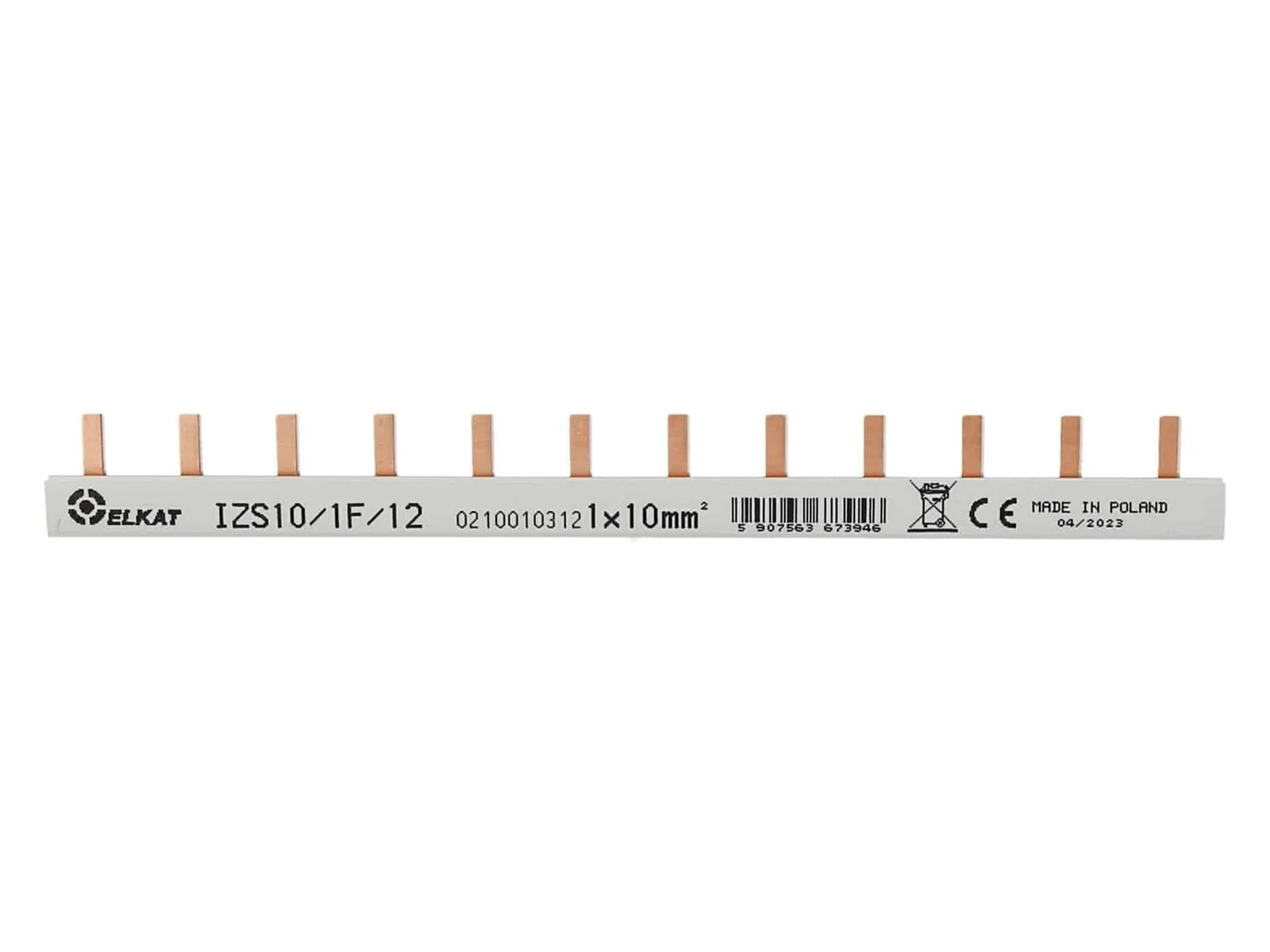 IZS10/1F – Szyna sztyftowa 1-fazowa, 10 mm², 63 A